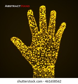 Abstract glowing hand. Vector illustration. Eps 10