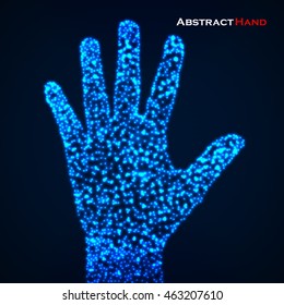 Abstract glowing hand. Vector illustration. Eps 10