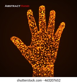 Abstract glowing hand. Vector illustration. Eps 10