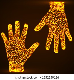 Abstract glowing hands. Vector illustration. Eps 10