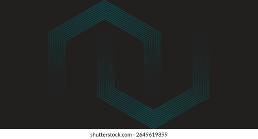 Abstract glowing hexagonal design with gradient teal lines fading into black, symbolizing futuristic technology and innovation. Perfect for tech- modern