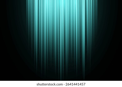 Abstract glowing light blue lines on a black background, luminous shining rays, neon light flares effect, bright glowing streaks