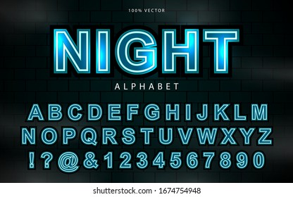 Abstract glowing and light neon effect font alphabet. Minimal modern headline fonts and numbers. Typography typeface uppercase lowercase and number. vector illustration