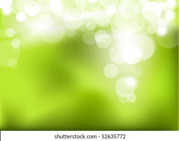 Abstract glowing light on a green background