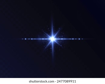 Abstract glowing light PNG explodes with bright blue light on a black background. The bright sun is shining PNG. Special glare effect. Bright flash.