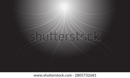 Abstract glowing light rays on a black background, ethereal white fiber optic lines, futuristic energy beam vector illustration for a technology backdrop.