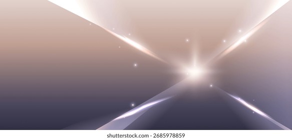 Abstractas rayos de luz brillantes y destellos sobre fondo pastel