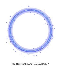 Abstract glowing light rings in neon blue color. Futuristic motion circle for digital artwork, high-tech banners, gaming UI, space-inspired backgrounds and illuminated particle effects.