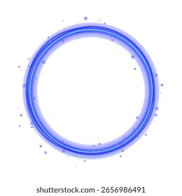 Anéis luminosos brilhantes abstratos na cor azul neon. Círculo de movimento futurista para arte digital, banners de alta tecnologia, interface de usuário de jogos, fundos inspirados no espaço e efeitos iluminados de partículas.