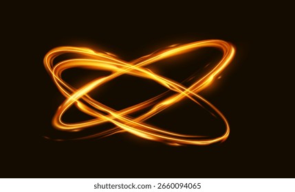 Abstract glowing light trails form intricate patterns on a dark backdrop. The fiery orange hues and dynamic motion create a sense of energy and innovation.
