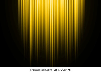 Abstrato luz brilhante linhas amarelas em um fundo preto, raios luminosos brilhantes, luz de néon flares efeito, brilhante brilhantes faixas brilhantes