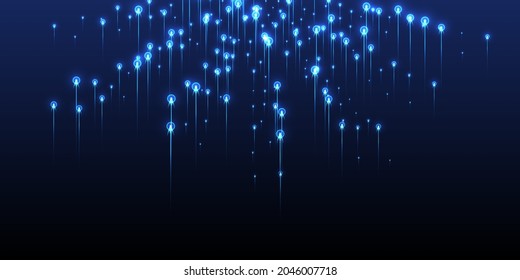 Abstract glowing line rays fiber optics vector. Geometric neon blue light elements. Business lines movement innovative wallpaper. Fiber optics compound background.