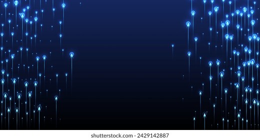 Abstract glowing line rays fiber optics concept. Tech neon blue electronic elements. Social science lines movement innovative design. Fiber optics cool backdrop.