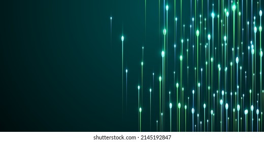 Abstract glowing line streams fiber optics vector. Tech neon teal flare elements. Electronic industry lines movement visual design. Fiber optics modern backdrop.