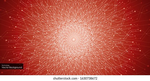 Abstract glowing lines forming a network of glowing sphere vector