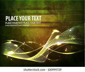 Abstract glowing lines of light with rainbow colors background.