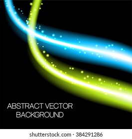 Abstract glowing lines on black background