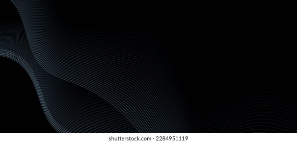 Abstract glowing lines on dark background. Futuristic technology concept. Horizontal banner template. Suit for poster, cover, banner, brochure, website