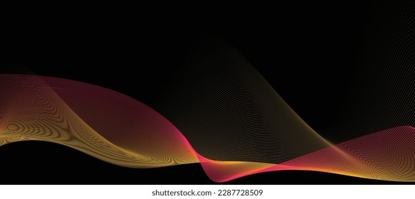 Abstract glowing lines on dark background. Futuristic technology concept. Horizontal banner template. Suit for poster, cover, banner, brochure, website