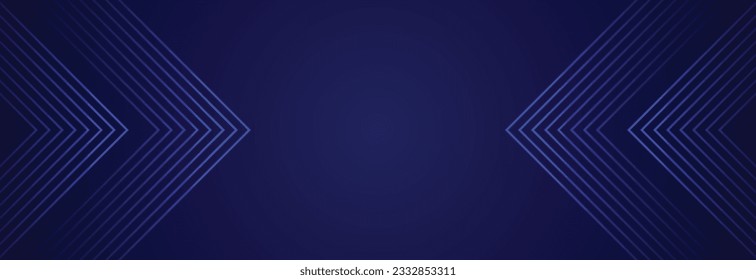 Abstrakte, leuchtende Linien auf dunkelblauem Hintergrund. Geometrisches Stripe Line Art Design. Moderne glänzende blaue Linien. Futuristisches Technologiekonzept. Anzug für Poster, Cover, Banner, Broschüre, Website
