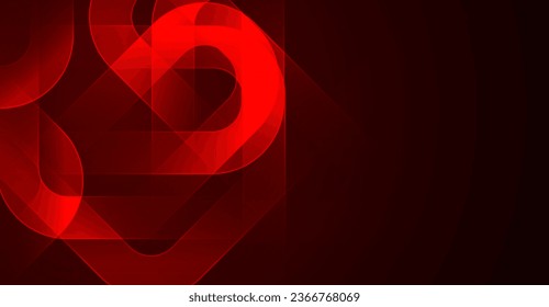 Abstract glowing lines on dark red background. Futuristic technology concept.