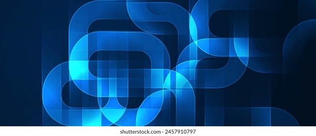 Abstractas líneas brillantes sobre fondo azul oscuro. Concepto de tecnología futurista.