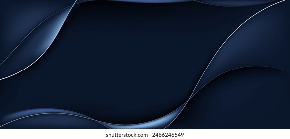 Abstractas líneas brillantes sobre fondo azul oscuro.