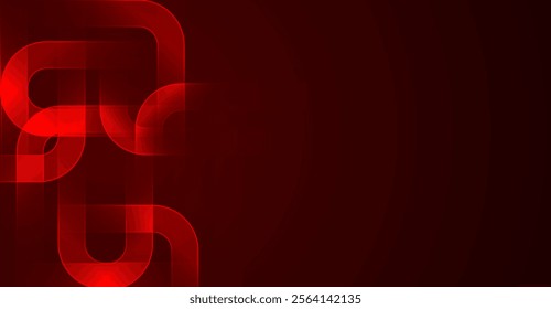 Abstract glowing lines on dark red background. Futuristic technology concept.