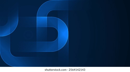Abstract glowing lines on dark blue background. Futuristic technology concept.