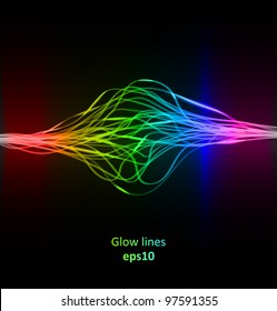 Abstract glowing lines with rainbow colors background