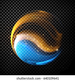 Abstract glowing lines in sphere on transparent background, abstract digital dark illustration