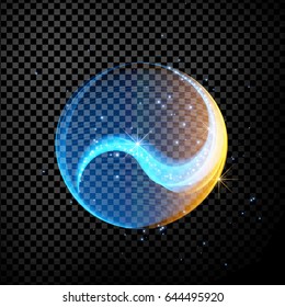 Abstract glowing lines in sphere on transparent background, abstract digital dark illustration