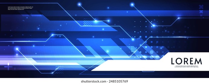 Abstrakte leuchtende Linien und Streifen auf dunkelblauem Hintergrund. Vorlage futuristisches Design. Vektorillustration.