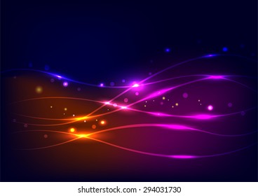Abstract Glowing Lines Vector Background, Vector Illustration