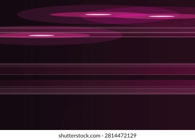Abstract glowing magenta horizontal and curved light lines on black background, neon curves
