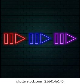 Abstract glowing neon arrow line movement direction background illustration.