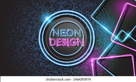 Abstract Glowing Neon Black Background Design