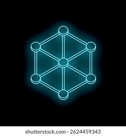 Abstractas estructura de molécula azul neón brillante que representa la innovación y la tecnología científicas