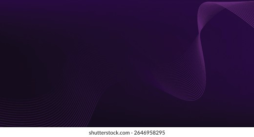 Abstract glowing neon blue and pink wave light lines on dark purple background.
