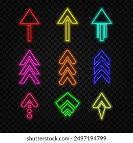 Abstract glowing neon directional arrow icon illustration background.25