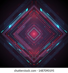 Abstract glowing neon light square background