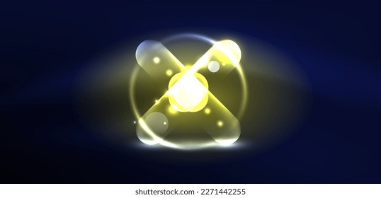 Abstract glowing neon light techno circles background