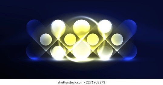 Abstract glowing neon light techno circles background