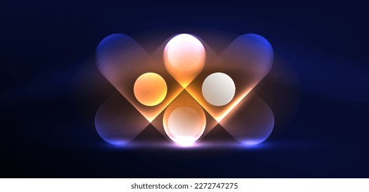 Abstract glowing neon light techno circles background