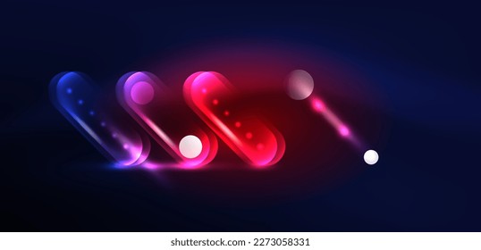 Abstract glowing neon light techno circles background