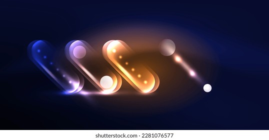 Abstract glowing neon light techno circles background