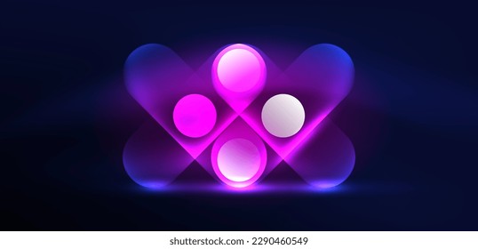 Abstract glowing neon light techno circles background