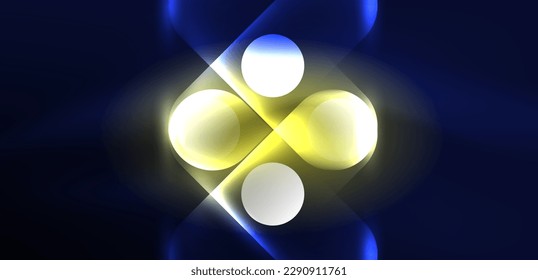 Abstract glowing neon light techno circles background