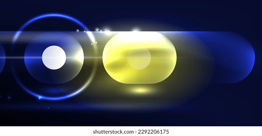 Abstract glowing neon light techno circles background