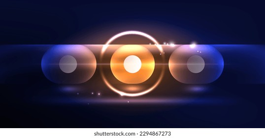 Resumen de la luz de neón brillante fondo de los círculos tecno